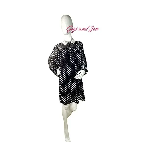 Kate spade Domino Dot Swing Dress Size Medium Black - Picture 1 of 9